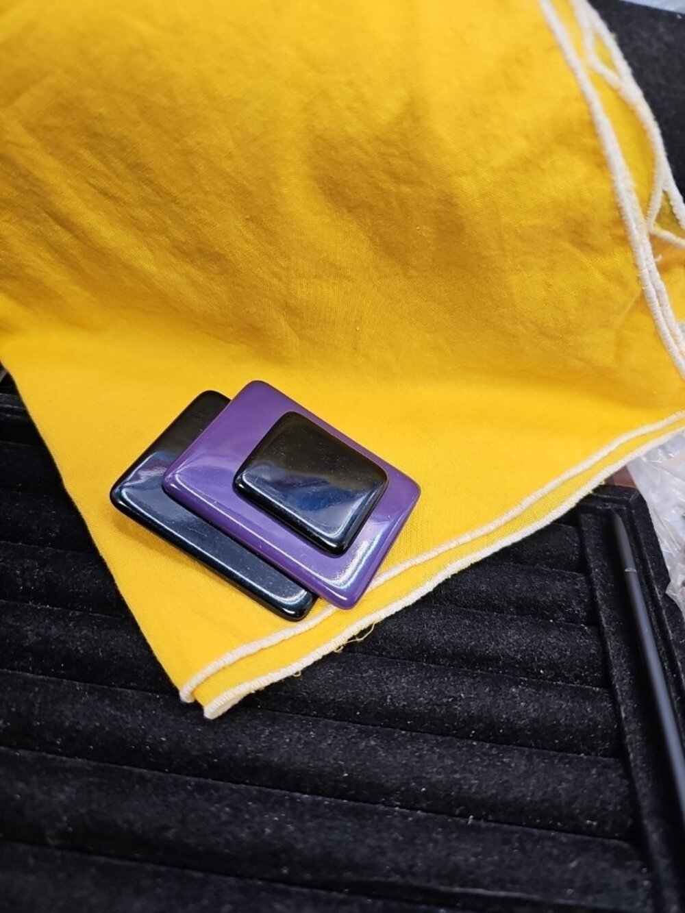 Brooch/pin Acrylic Purple & Black 2 1/2" Inches